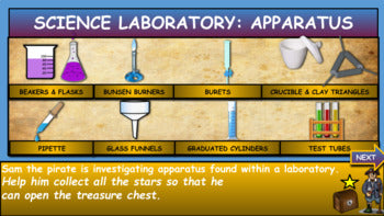 Science Laboratory Apparatus:|3rd-7th| Interactive Google Slides + Powerpoint + Printable Worksheet