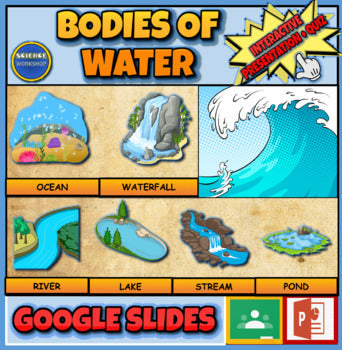 Bodies Of Water|2nd-7th| Interactive Google Slides + Powerpoint Version + Printable Worksheet