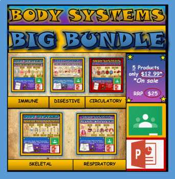 A: Body Systems Bundle |3rd-8th| 5 Google Slides Presentations + Powerpoint Versions + Printable  Worksheets