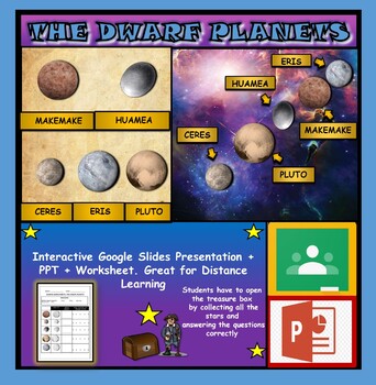 The Dwarf Planets, Space|2nd-7th| Interactive Google Slides + Powerpoint Version + Worksheet