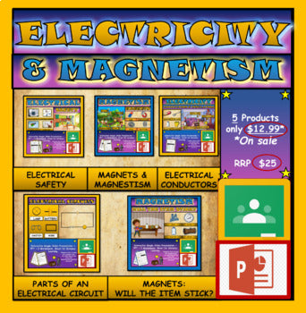 A: Electricity & Magnetism: Big Bundle: 5 Google Slides Presentations + Worksheets