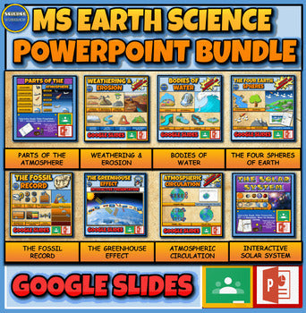 A: Middle School Earth Science |5th-9th| Powerpoint Presentations Lessons Bundle