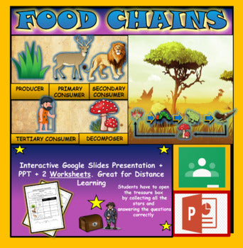 Ecosystems: Food Chains: |3rd-8th| Interactive Google Slides + PPT + 2 Worksheets