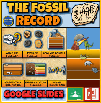 The Fossil Record: Interactive Google Slides + Powerpoint Version + Printable Worksheets