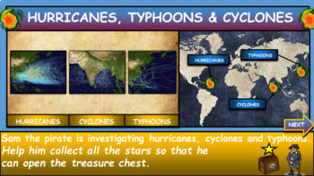 Hurricanes, Typhoons & Cyclones: |3rd-7th| Interactive Google Slides +Powerpoint + Worksheets