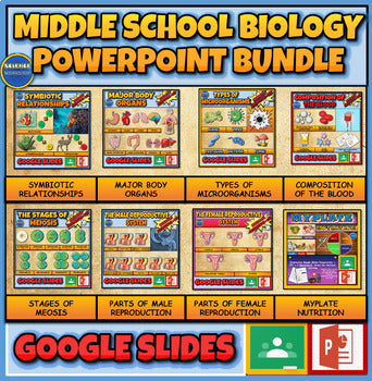 A: Middle School Life Science and Biology: Powerpoint Presentations Lessons Bundle