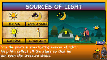Sources of Light|2nd-5th| Light Sources. Interactive Powerpoint + Printable Worksheet. Physics