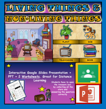 Living vs Non-Living Things |1st-5th| Interactive Google Slides + Powerpoint + 2 Worksheets