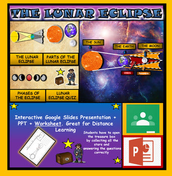 The Lunar Eclipse |3rd-8th| Interactive Google Slides + Powerpoint Version+ Worksheet