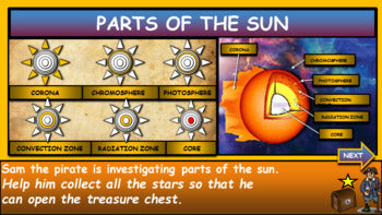 Parts of the Sun, Space |3rd-8th| Interactive Google Slides + Powerpoint Version + 2 Worksheets