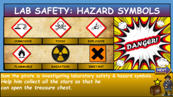 Laboratory Safety,Hazard Symbols: |2nd-6th| Interactive Google Slides+ Powerpoint Version + Printable Worksheet
