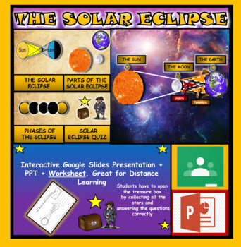The Solar Eclipse |3rd-8th| Interactive Google Slides, Powerpoint + Worksheet