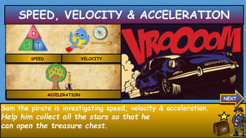 Speed, Velocity & Acceleration|5th-9th| Interactive Powerpoint + Powerpoint + Google Slides Version