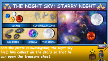 The Night Sky: Starry Night |3rd-8th| Interactive Google Slides + Powerpoint + 4 Worksheet