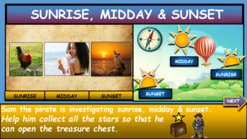 Sunrise, Midday & Sunset|K-5th| Interactive Google Slides + Powerpoint Version + Worksheet