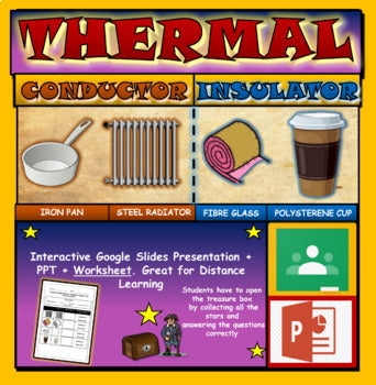 Thermal Conductors & Insulators|2nd-6th| Interactive Google Slides + Powerpoint + Printable Worksheet
