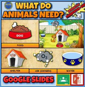 What Do Animals Need?: Interactive Powerpoint + Google Slides + Worksheet