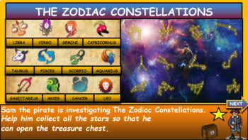 The Zodiac Constellations:  |3rd-8th| Space: Interactive Google Slides + Powerpoint Version + Worksheet